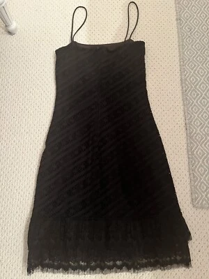 Vestido Bianca Nero Maria Pequeño Negro Dulce Ojales y Encaje Borde Parte Inferior Talla P Foto 1 de 4