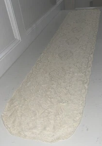 Handmade Crocheted Lace Cream 13.75x65" Table Runner - Great Vintage Condition - Picture 1 of 15