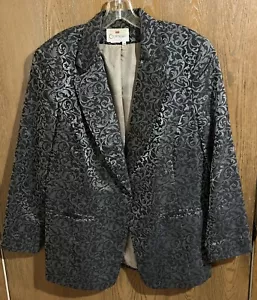 Courtenay Brocade Blazer Size 14 Black And Silver Gray - Picture 1 of 10