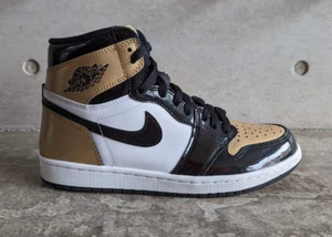 Nike Air Jordan 1 Retro High NRG Patent Gold Toe  - Black/Gold-White UK 7 US 8 - Picture 1 of 13