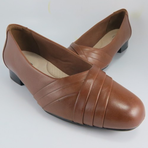 Mocassini eleganti Clarks donna taglia 8M marroni pelle a strati ballerine decolte