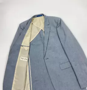 Men's Navy Blue & White Reiss Blazer 38R Cotton Jacket Irving 1 Button Lined A/B - Picture 1 of 18