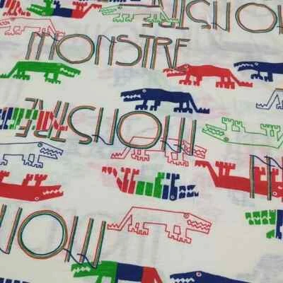 Vintage 1980s Alligator Crocodile "Monstre" Fabric Remnant 35" by 1.5 Yards READ - Image 1 of 4