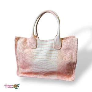 Vince Camuto Linen Cotton Tote Shoulder Bag Sorbet Reptile Print Midsize - Picture 1 of 11