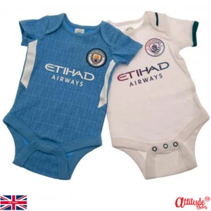 Man City Baby Grows-2 In A Pack-Official-Man City Baby Clothes-Man City Bodysuit - Picture 1 of 4