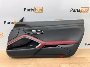 2018 PORSCHE 718 CAYMAN S OEM FRONT RIGHT DOOR PANEL BLACK & RED LEATHER #9999 - Picture 1 of 8