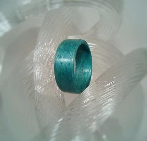 Blue Dyed Birch Wood Ring ~ Bentwood Ring ~ Handmade To Order ~ Men's or Women's - Picture 1 of 6