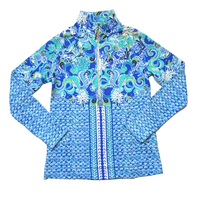 NUEVO CON ETIQUETAS Chaqueta Lilly Pulitzer Skipper Popover en Azul Gruta Sirenas y Espíritus XS Foto 1 de 4