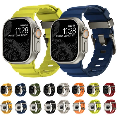 For Apple Watch Series 11 9 8 7 6 iWatch Ultra 3 49mm Silicone Sports Band Strap - Image 1 of 4