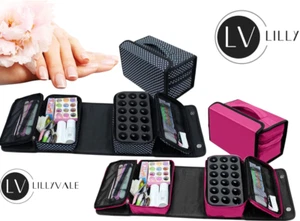 Nail Storage Bag Gel Polish Organizer Case Manicure Travel Kit Holder Pink Black - Picture 1 of 12