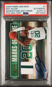 Ray Allen 2009 Panini Absolute Game Patch Signed Card #5 Auto Graded PSA 10 4/10 - Picture 1 of 1