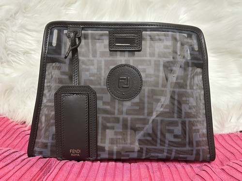 AUTENTICA FENDI Peekaboo Defender Zucca nuova con etichette tela taglia mini nero