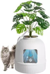 Litter Box Cat with Faux Plant & Scoop, Hidden Enclosure Litter Tray with Odor C - Picture 1 of 12
