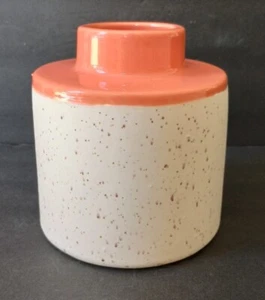 Pier 1 Vase Jar Orange Dipped Glazed Speckled Stoneware 5"H 4.5"D - Picture 1 of 4