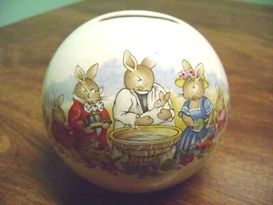 ROYAL DOULTON BUNNYKIN'S ENGLAND, CHRISTENING MONEY BALL BANK-BABY GIFT/KEEPSAKE - Picture 1 of 6
