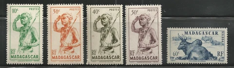 MADAGASCAR - 1946 - Scott no.  269 to 273 - MLH Cover