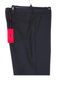 Hugo Boss Wool Blend Dress Pants Mens 38x32 Charcoal Stretch Straight Trousers - Picture 1 of 6