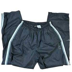 Vintage Nike Track Pants Men XL Black Nylon Streetwear 90's Y2K Stripe Ankle Zip - Picture 1 of 12