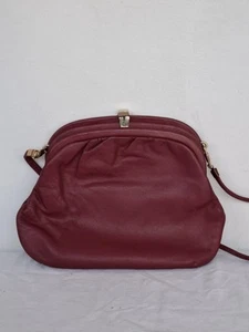 1990s Vintage Bordeaux Bag Leather Purse Small By Jane Shilton - Picture 1 of 6