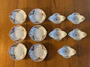 Lot 11 Vintage Porcelain BUTTER SALT Plates Bowls NORITAKE Nippon HAND PAINTED - Picture 1 of 6