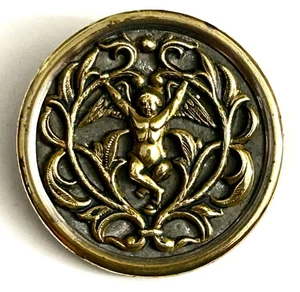 Scarce LG Antique Brass Naked Angel Button #2911 - Picture 1 of 2