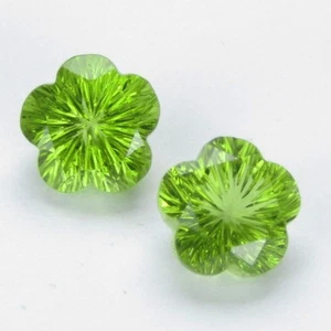Par de piedras preciosas sueltas talladas flores peridoto natural brillante de 4,15 quilates 7,7 mm - Imagen 1 de 4