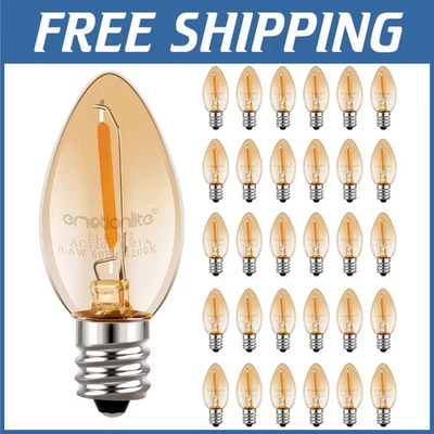 30 Pack Energy Saving Amber LED Night Light Bulbs, E12 Base - Image 1 of 4