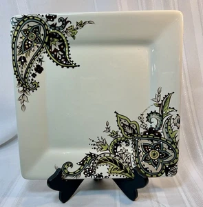 “Angela” Plates From Tabletops Gallery - Hand Painted Square Paisley 7 Available - Picture 1 of 5