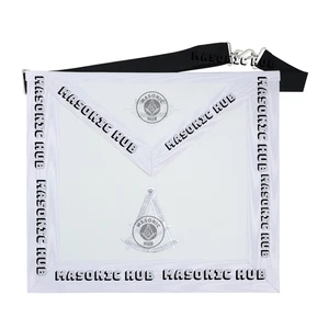 Masonic Past Master Apron – Freemason All White Regalia with Machine Embroidery - Picture 1 of 7