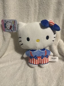 Sanrio Hello Kitty patriotisches Plüschtier 8 Zoll Stars & Stripes USA Schleife, 4. Juli 2025 Neu mit Etikett - Bild 1 von 5