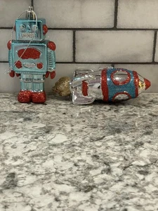 12 Retro Themed Ornament Lot, Robots & Space Ships, Vintage Style - Picture 1 of 4