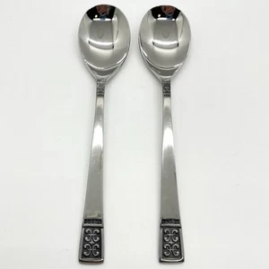 Lote De Colección De 2 Cucharas De Azúcar Grace Andante Cubiertos De Acero Inoxidable Acento Negro - Imagen 1 de 6