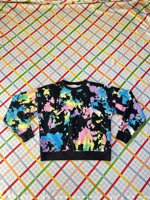 Champion Reverse Weave 领带染料圆领运动衫黑色多色女式 S 码 — 第 1/4 张图片