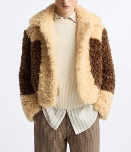 ZARA Unisex Harry Lambert Faux Fur Jacket Size S/SMALL 38UK/USA 48IT/EU NEW - Picture 1 of 4