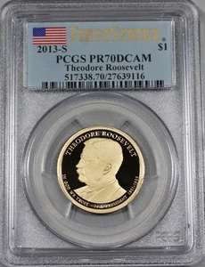 2013 S Theodore Roosevelt Dollar PCGS PR70DCAM FIRST STRIKE FS PR 70 DCAM PR70 - Imagen 1 de 2