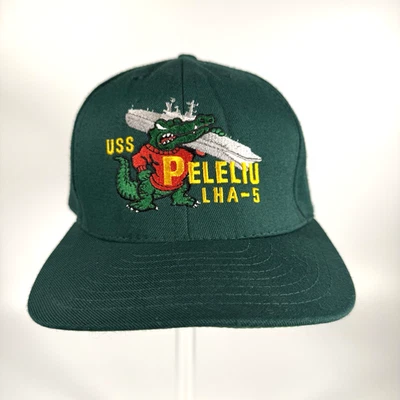 Gorra USS Peleliu LHA 5 de colección azul marino sombrero verde caimán carguero barco militar Foto 1 de 4