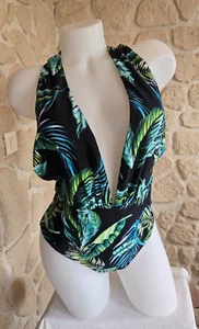 Maillot de bain 1 pièce noir motif tropical taille L neuf (li) - Imagen 1 de 6