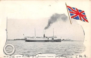CANADA, STEAMER SENLAC AT SEA, EMB PATRIOTIC FLAG PC ~ used 1905 - Picture 1 of 2