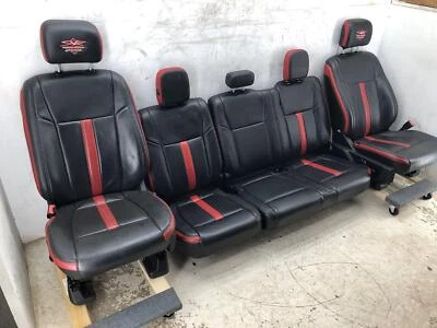 2018-2020 FORD F150 XLT SPORT FRONT REAR SEAT SET KATZKIN COVERS BLACK & RED Foto 1 de 4