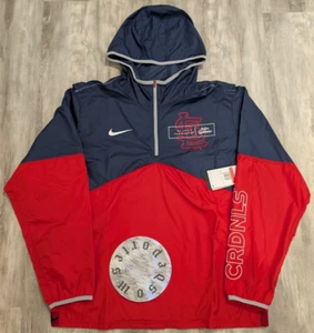 NWT St. Louis Cardinals Nike Overview MLB Navy/Red Half-Zip Hoodie Jacket Men L - Picture 1 of 8