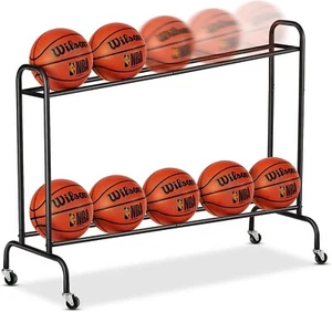 Tilt Basketball Rack Ball Storage Holder Rolling Balls Cart Shooting Training - Picture 1 of 6