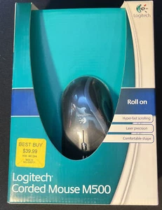 Logitech M500 Corded Mouse New Sealed 2009 - Picture 1 of 6