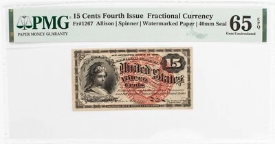Fr-1267, 15c Columbia, Forth Issue, US Fractional Currency,  PMG 65 EPQ - Image 1 of 4