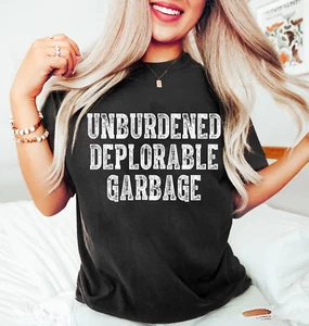 Trump unburdened deplorable garbage T-shirt Trump garbage man trash truck MAGA - Picture 1 of 4