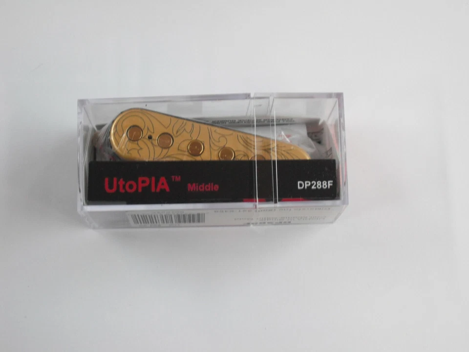 Recogida de bobina única media DiMarzio Utopia con cubierta dorada satinada grabada DP 288 F Foto 1 de 1