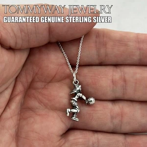 Guaranteed 925 Sterling Silver Volleyball Charm with Necklace - Picture 1 of 6