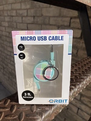 ORBIT Retractable 3ft Micro USB Cable Cord to USB-A For Android Samsung Phones - Image 1 of 4
