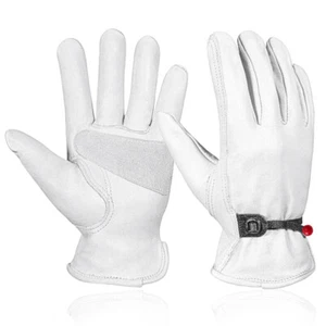 Guantes de seguridad ajustables (EPP) de cuero genuino piel de vaca grano de cuero para conductores de trabajo - Imagen 1 de 6