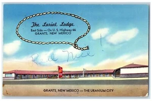 1952 The Lariat Lodge Exterior Roadside Grants New Mexico NM Signage Postcard - Picture 1 of 2