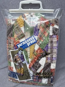 Vintage 60s Harcourt Permanent Press Travel Robe NOS Sealed USA Patchwork L - Bild 1 von 5